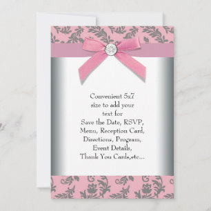 Invitación Damascado gris rosa con remolino