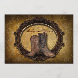 Invitación damascal boda de Cowboy occidental Ensayo Cena