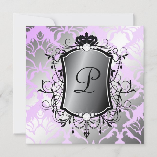 Invitación Damasco 40 fabulosos de la lila del La del La de (Anverso)