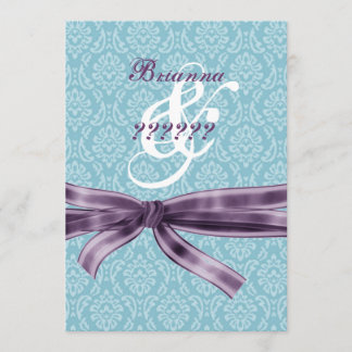 Invitación Damasco azul y púrpura de la celebración del