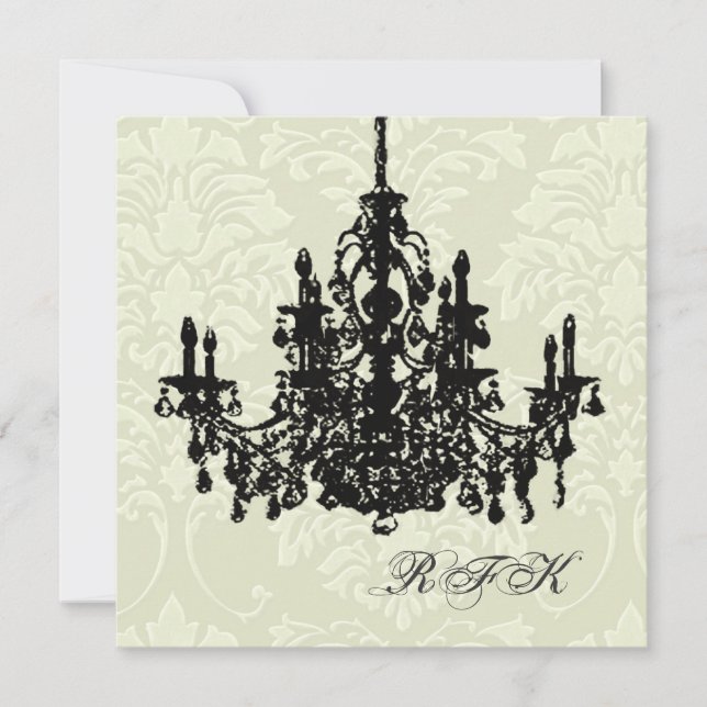 Invitación Damasco blanco/candelabro de PixDezines, Ducha nup (Anverso)