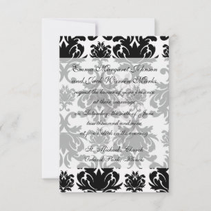 Invitación damasco blanco negro ornamental