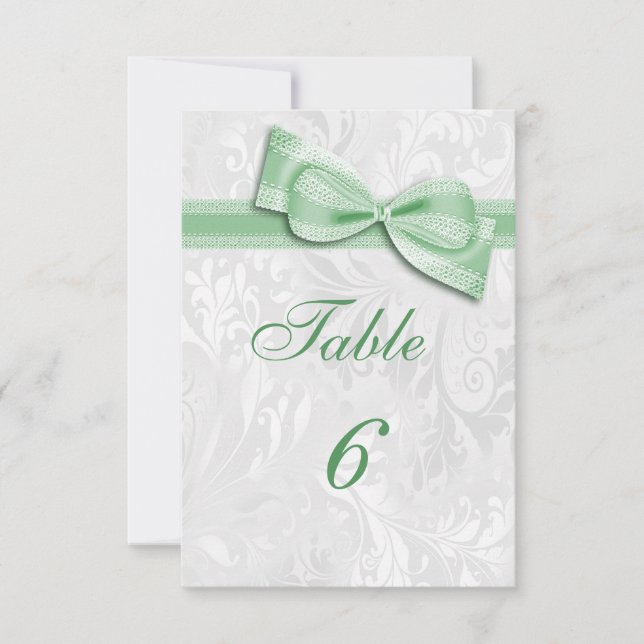 Invitación Damasco blanco y arco falso verde (Anverso)