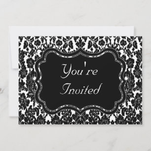 Invitación Damasco blanco y negro