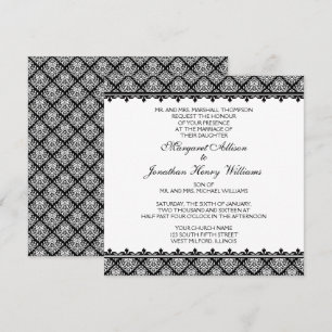 Invitación Damasco blanco y negro 1