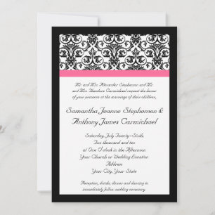 Invitación Damasco blanco y rosado de Fuchsia victoriana