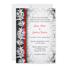 Damasco Boda moderno en blanco, negro y rojo