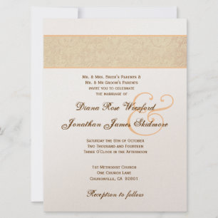 Invitación Damasco con textura de oro y metal de oro