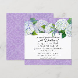 Invitación Damasco cuadrado púrpura Hydrangea Boda floral