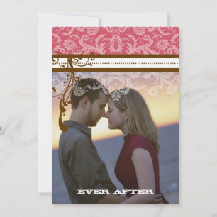 Invitación Damasco de cosecha rosa y chocolate marrón