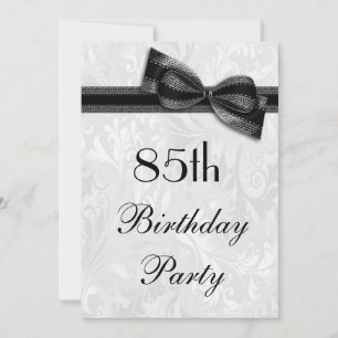 Invitación Damasco de cumpleaños número 85 y Faux Bow