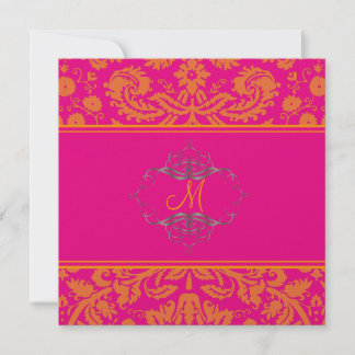 Invitación Damasco de encaje barroco/naranja/rosa/invitacione