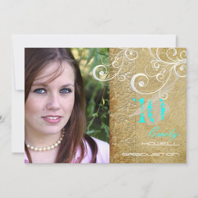 Invitación Damasco de época de diseño PixDezines/Graduación 2 (Anverso)