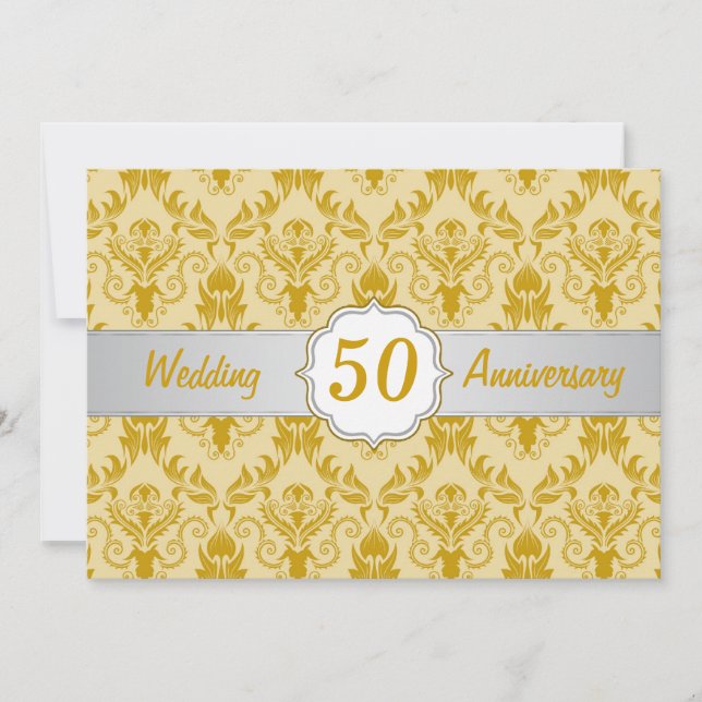 Invitación Damasco de oro, 50 aniversario Boda (Anverso)
