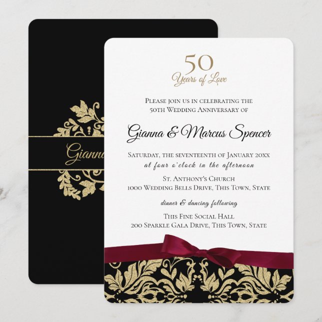 Invitación Damasco de oro 50 años (Anverso / Reverso)