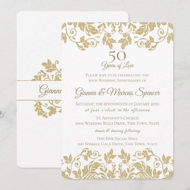 Invitación Damasco de oro 50 años (Anverso / Reverso)