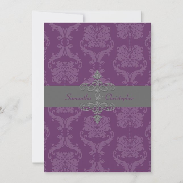 Invitación Damasco de PixDezines Liliana, fondo de personaliz (Anverso)