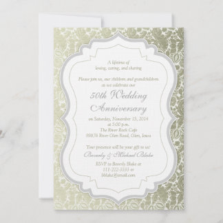 Invitación Damasco de plata y oro Aniversario de bodas número