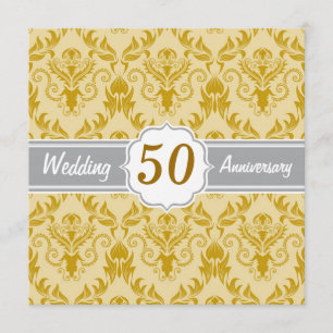 Invitación Damasco Dorado, 50º Aniversario de Boda