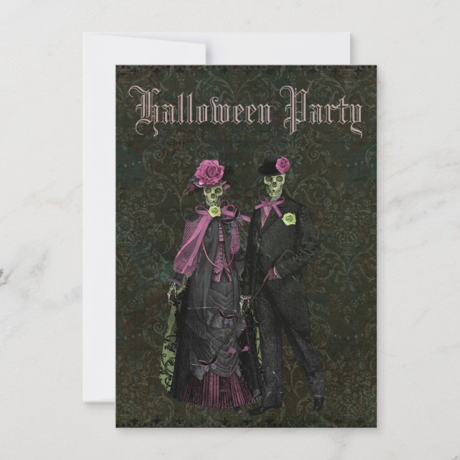 Invitación Damasco elegante lamentable Halloween de los (Anverso)
