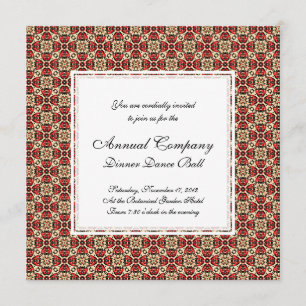 Invitación Damasco elegante rojo, oro y oriental negro