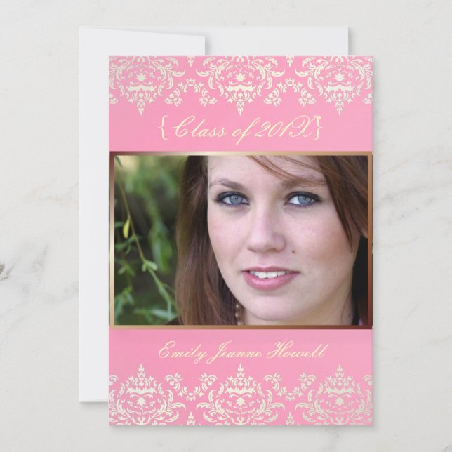 Invitación Damasco/Graduaciones/color diy (Anverso)