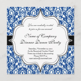 Invitación Damasco marroquí azul y blanco