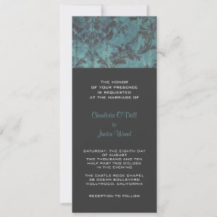 Invitación damasco monogramo vintage;boda