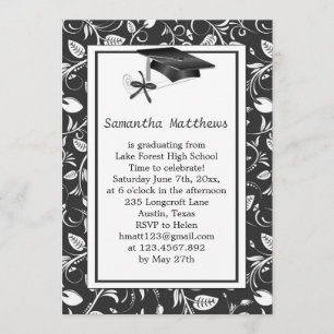 Invitación Damasco, mortero, graduación del diploma