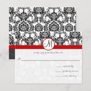 Invitación Damasco negro con Boda del guarnecido rojo
