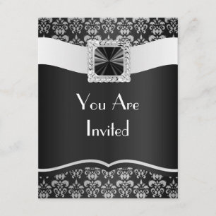 Invitación Damasco negro y blanco