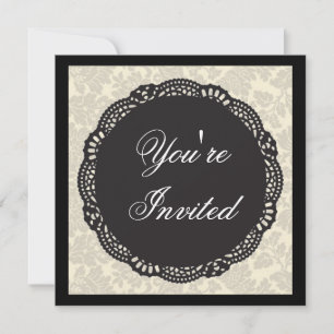 Invitación Damasco negro y blanco