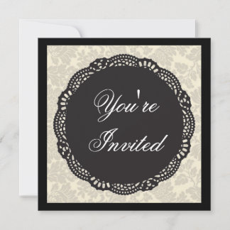 Invitación Damasco negro y blanco