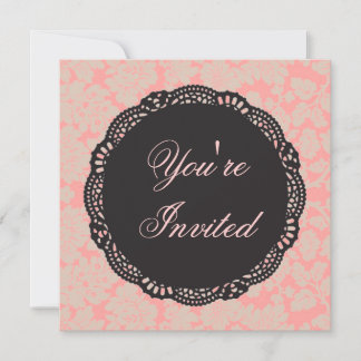 Invitación Damasco Negro y Rosa