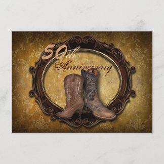 Invitación damasco país vaquero 50 aniversario boda