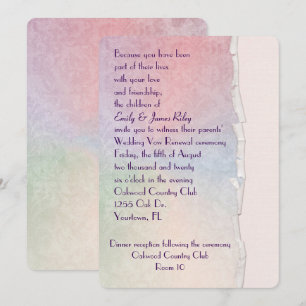Invitación Damasco pastel con borde rasgado