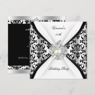 Invitación Damasco Perla Blanca Cumpleaños Fiesta Diamante