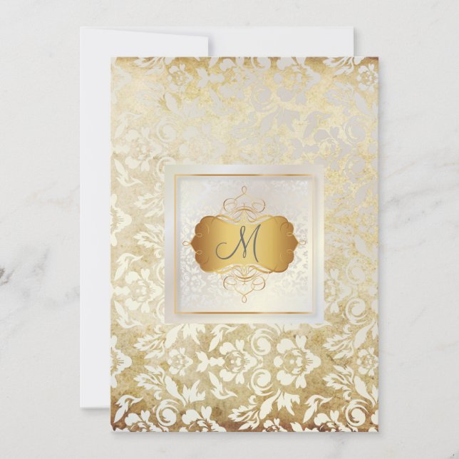 Invitación Damasco PixDezines Haute Couture, Vintage+Pearl (Anverso)