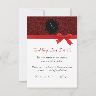 Invitación Damasco Rojo y Lazo Rojo - Detalles del Día de la