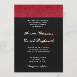 Invitación Damasco rojo y negro que casa B734