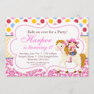 Invitación Damasco rosa y fiesta de cumpleaños de la lechuza 
