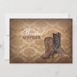 Invitación damasco rústico vaquero ducha de novia occidental