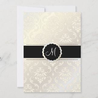 Invitación Damasco Vendome de PixDezines / Negro + Blanco 5x7