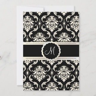 Invitación Damasco Vendome de PixDezines / Negro + Blanco 5x7
