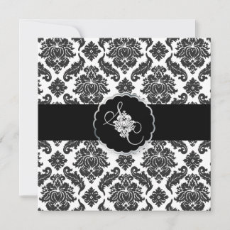 Invitación Damasco venezolano blanco y negro de PixDezines