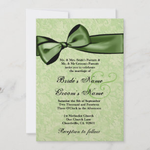 Invitación Damasco verde animado y Boda de arco verde Y026