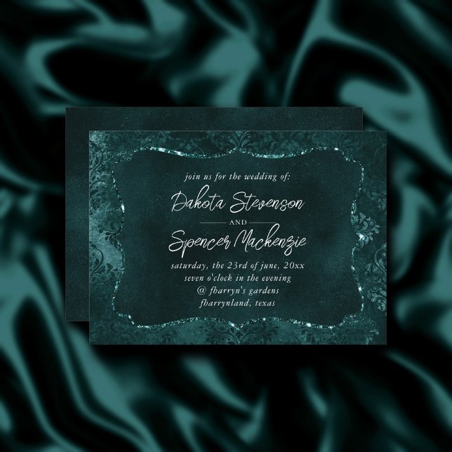 Invitación Damasco Verde azulado de Velvety | Barroco verde o (Subido por el creador)