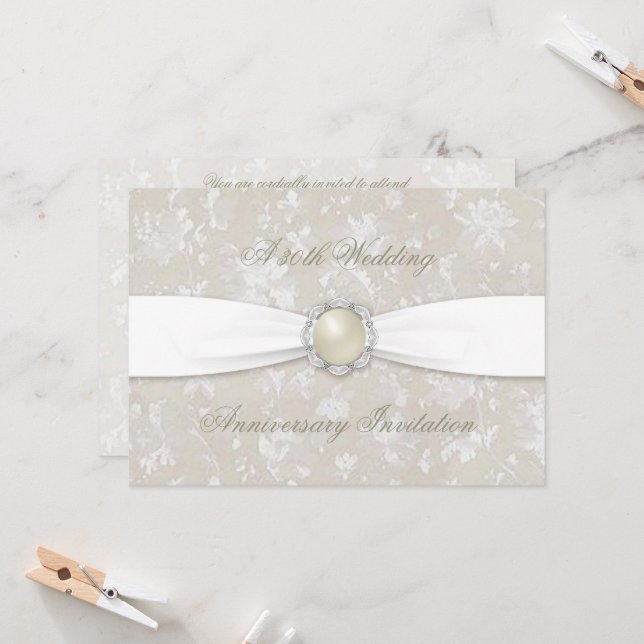 Invitación Damask audaz 30 Aniversario Boda 5x7 Invitar (Anverso/Reverso In Situ)