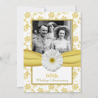 Invitación Damask Daisy Diamond 60° Aniversario Boda