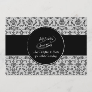 Invitación Damask de Vintage Florentine (negro) (Boda)
